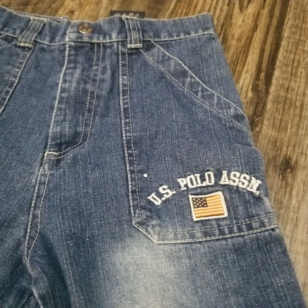 VTG US Polo Assn Jeans Youth Sz 7 Blue Denim Carpenter Baggy Hip Hop Y2K Skater - Picture 5 of 10